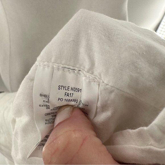 J crew womens top size 4P white 67% linen floral bedazzled embroidered peplum - Picture 12 of 15